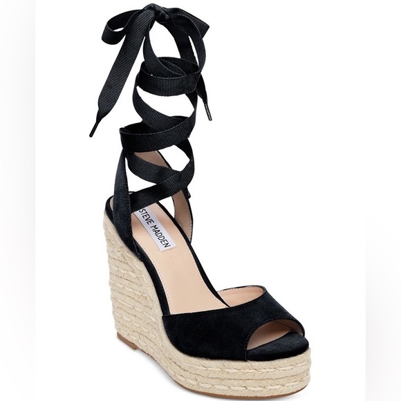 Steve Madden Shoes - STEVE MADDEN Secret Ankle-Tie Suede Espadrille Wedges Size 9 NWOT